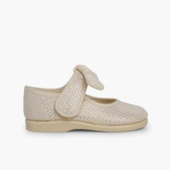 Angel-style Mary Janes with Shiny Microdots Beige