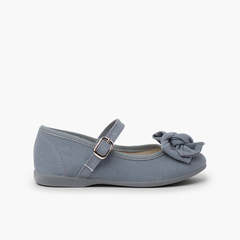 Organic Cotton Mary Jane with Bow Grey