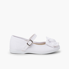 Organic Cotton Mary Jane with Bow White