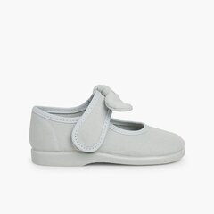 Canvas Mary Janes loop fasteners  Light Grey