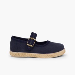 Bamara and Jute Mary Janes with Buckle Navy Blue