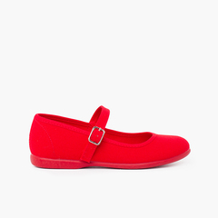 Girls´ canvas Mary Janes with buckle fastening Red