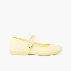 Girls´ canvas Mary Janes with buckle fastening Lemon yellow