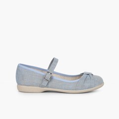 Girls' Ceremony Mary Janes with Bow and Buckle Closure Blue