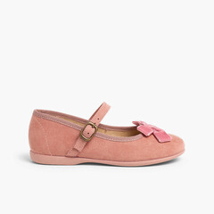 Girl´s Mary Janes with a velvet bow and buckle  Pink