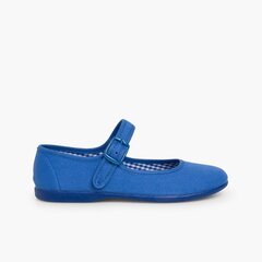 Girls Canvas Mary Jane Shoes - Large Sizes Blue Klein