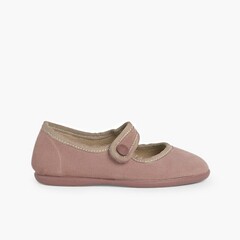 Girls Suede loop fasteners Mary Jane Shoes Pink