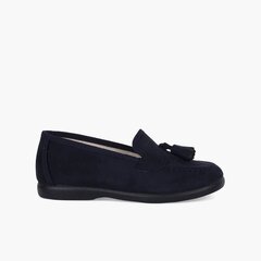 Faux suede moccasins with tassels Navy Blue