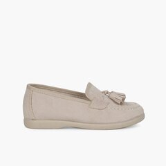 Faux suede moccasins with tassels Beige