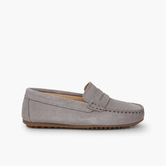Boys Suede Mask Loafers Light Grey