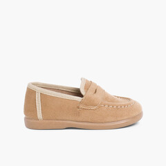 Boys Faux Suede Mask Loafers Camel