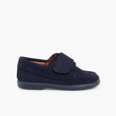 Boys Riptape Suede Loafers Navy Blue