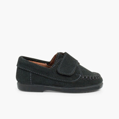 Boys Riptape Suede Loafers Grey