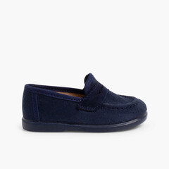 Boys Faux Suede Mask Loafers Blue