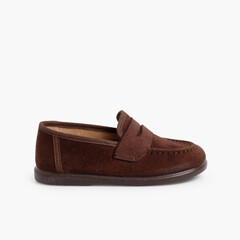 Boys Faux Suede Mask Loafers Brown