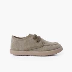 Casual Canvas Deck Shoes with Sport Sole Khaki