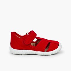 Boys' loop fasteners T-Bar Sandals with Reinforced Toe Red