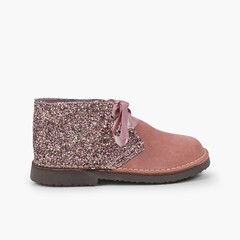 Girls Glitter Safari Boots  Pale Pink