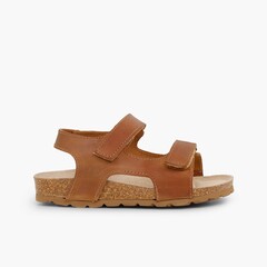 Eco leather sandals twin loop fasteners Leather