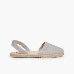 Closed Toe Suede Sandals for Women and Girls Pearl Grey