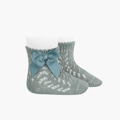 Perle Short Socks With Bow Dry Green