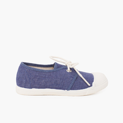 Canvas Casual Trainers with Rubber Toe Cap Blue denim