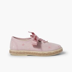 Satin Laces Embroidered Stars Trainers Pink