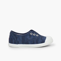 Kids' Camouflage Trainers Navy Blue