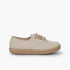 Kids' trainers with jute sole and laces Beige