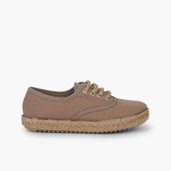 Kids' trainers with jute sole and laces Light Brown