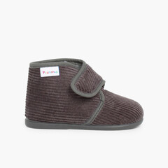 Corduroy Slippers Boots Grey