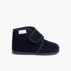 Corduroy Slippers Boots Navy Blue