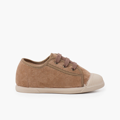  Corduroy rubber toe cap sneakers Taupe