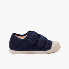 Corduroy trainers with rubber toe and double closure Navy Blue