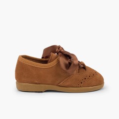 Kids Suede Oxford Shoes  Camel