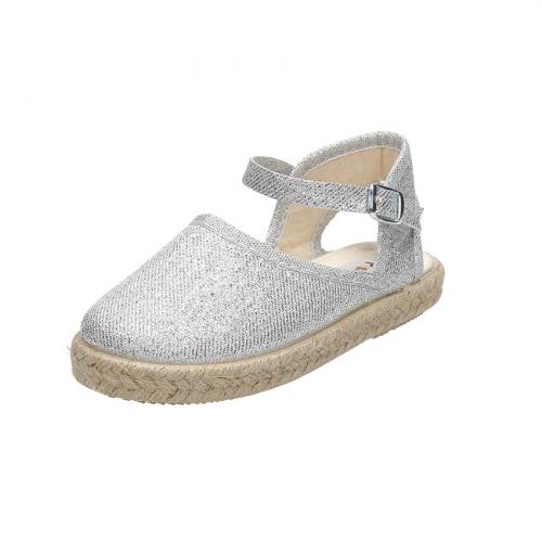 Girls Glitter Buckle Up Espadrille Wedge Pisamonas
