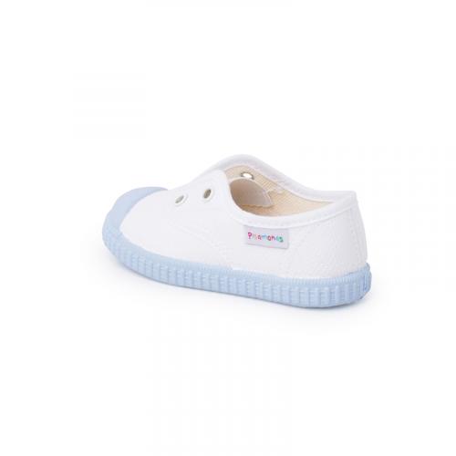 White trainers without laces Sneakers with coloured soles