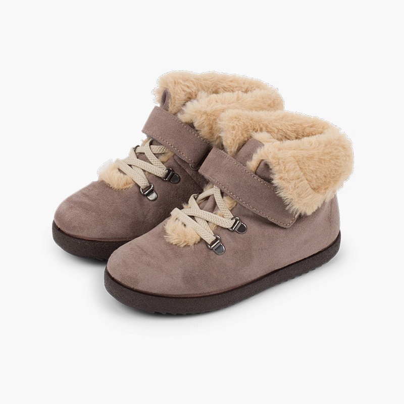 Children's Track Sole Furry Boots